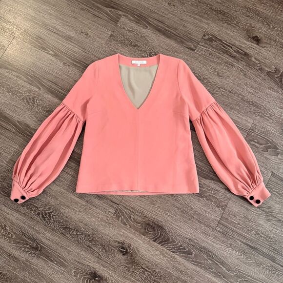 Alexis Pink V-Neck Balloon Sleeve Blouse - Picture 1 of 9
